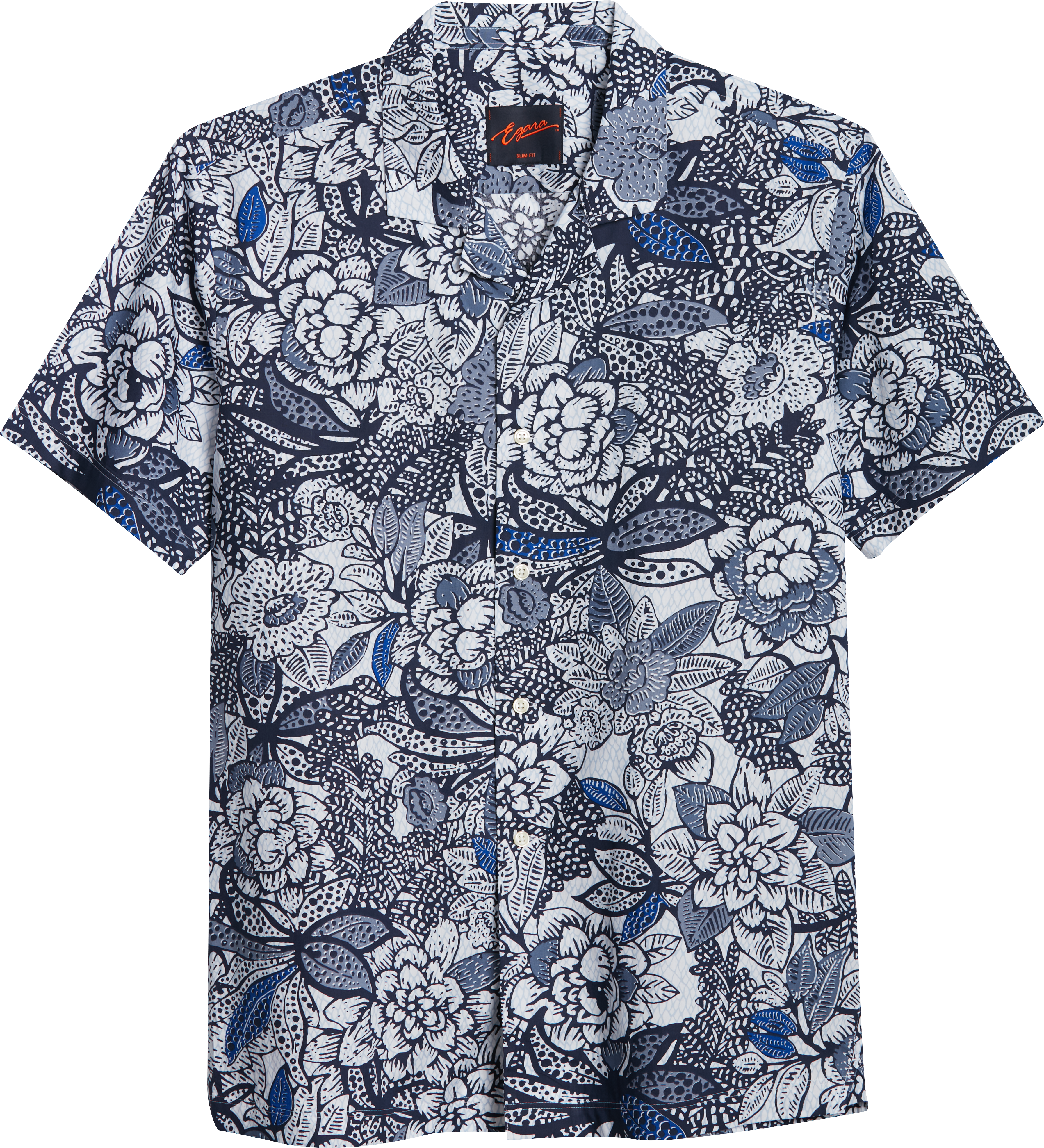 Egara Slim Fit Short Sleeve Floral Casual Shirt
