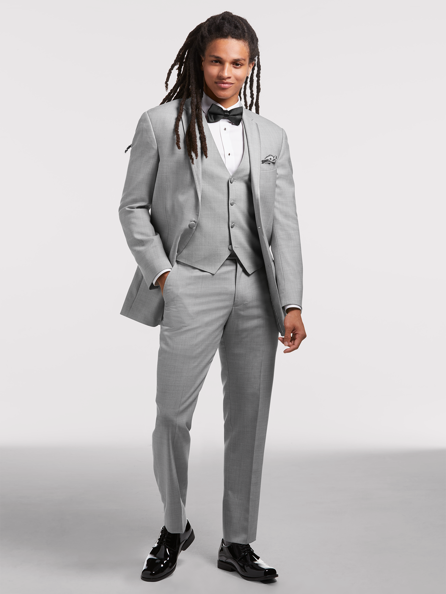 light grey satin ankle pants